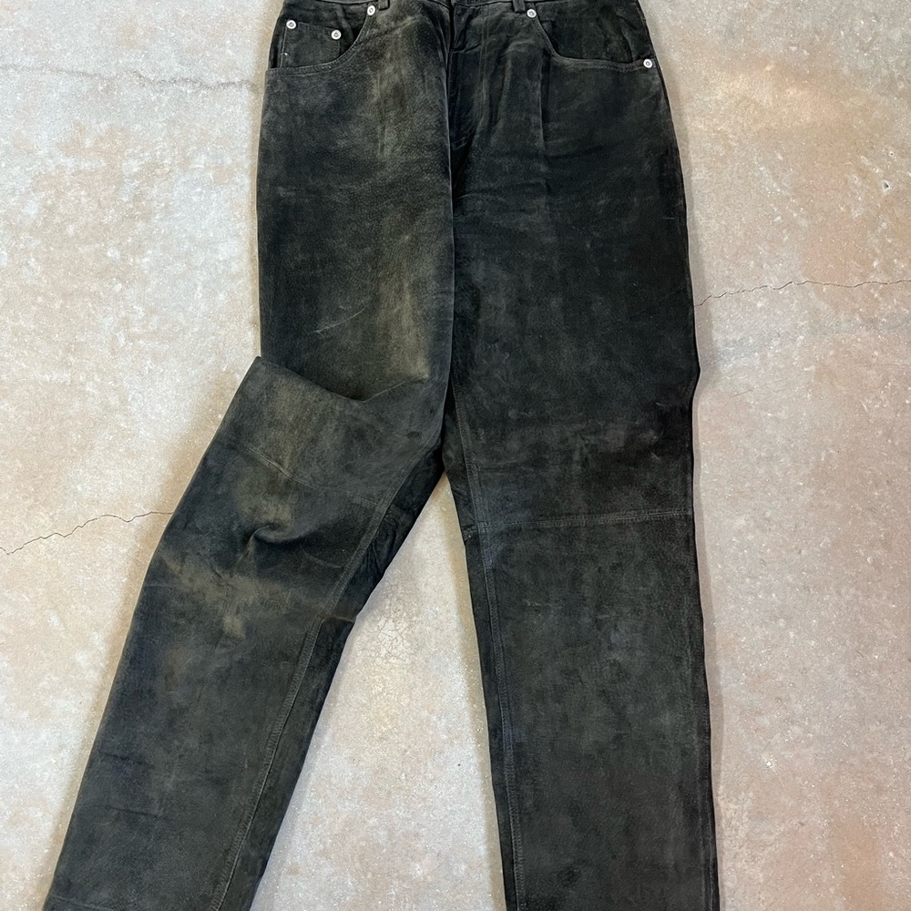 Dark green washable suede jeans